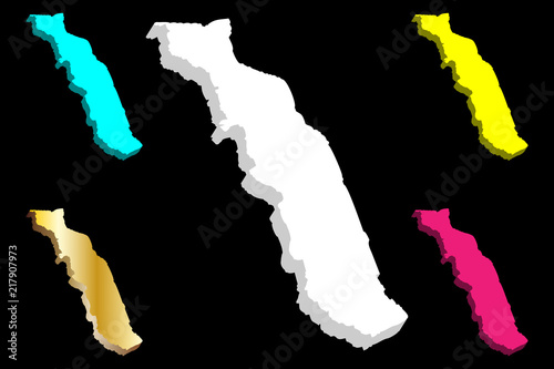 3D map of Togo (Togolese Republic) - white, yellow, purple, blue and gold - vector illustration