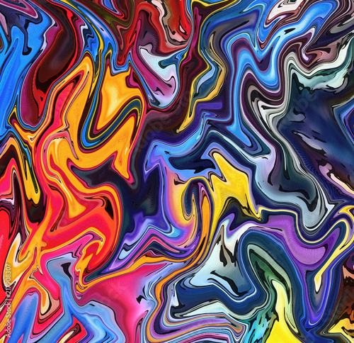 Abstract swirl background. Liquid paint texture in expressionism style art. Marble creative backdrop. Digital painting colorful artwork. Graphic fantasy modern fluid drawing.