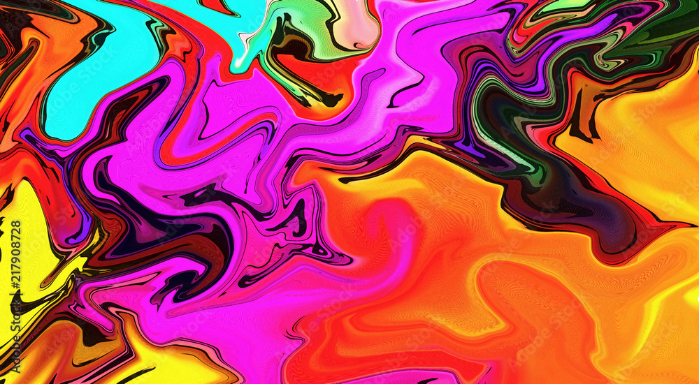 Abstract swirl background. Liquid paint texture in expressionism style art. Marble creative backdrop. Digital painting colorful artwork. Graphic fantasy modern fluid drawing.
