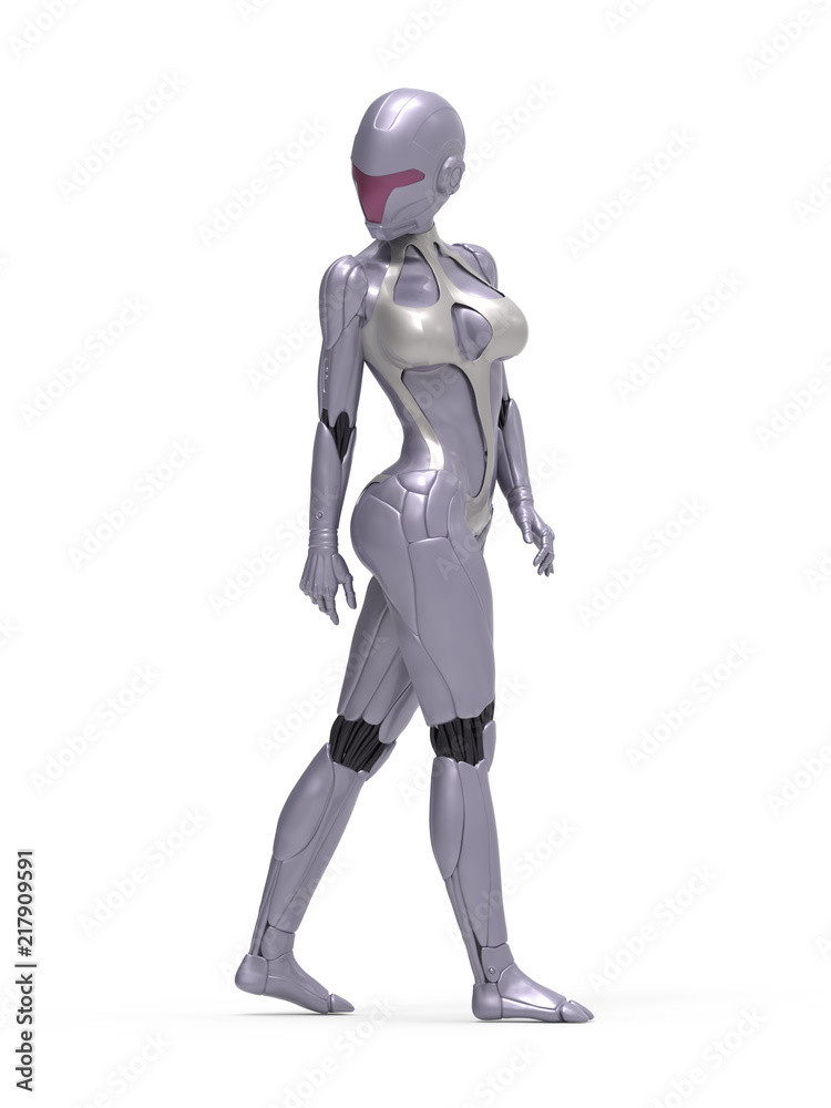 Robotic Cyber Woman is posing 3D Rendering Robotic Cyber Woman is posing 3D Rendering