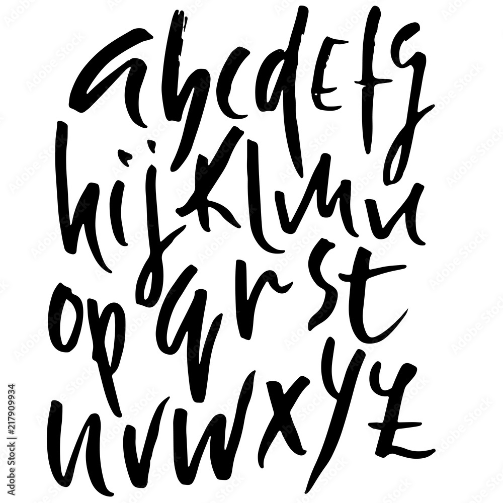 Hand drawn modern dry brush lettering. Grunge style alphabet. Handwritten font. Vector illustration. Hand drawn modern dry brush lettering. Grunge style alphabet. Handwritten font. Vector illustration.