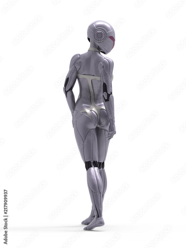 Robotic Cyber Woman is posing 3D Rendering Robotic Cyber Woman is posing 3D Rendering