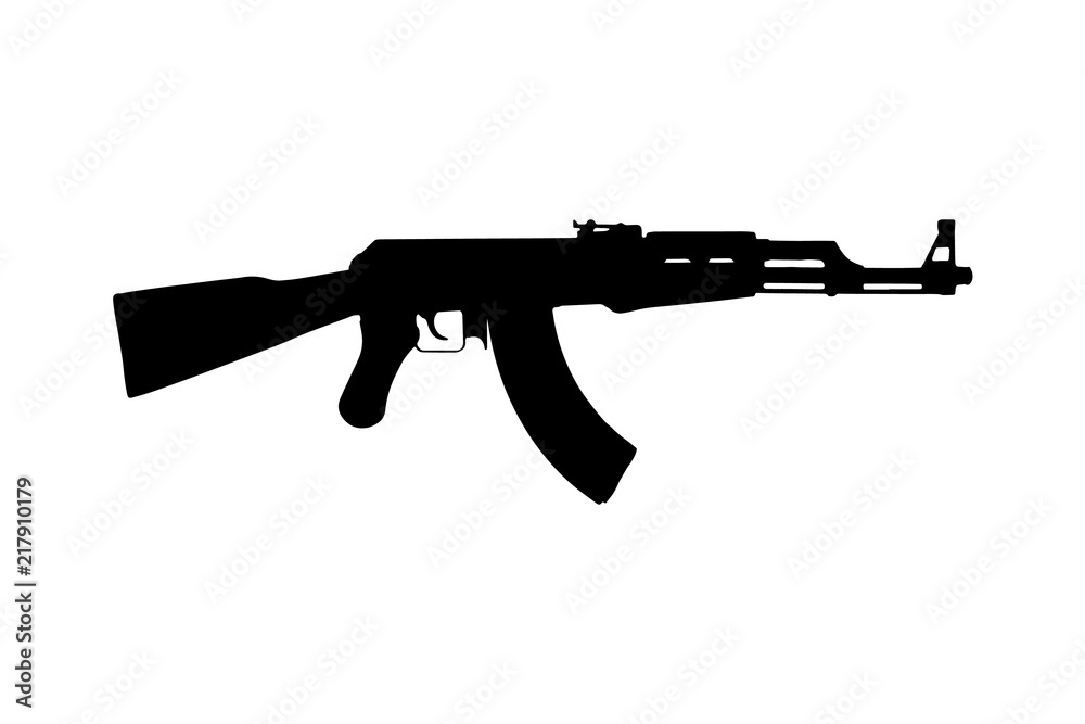 Kalashnikov AK47 machine gun. Silhouette