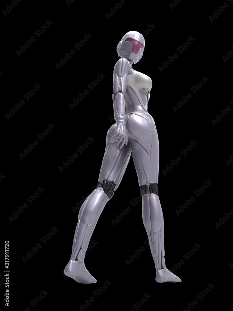 Robotic Cyber Woman is posing 3D Rendering Robotic Cyber Woman is posing 3D Rendering