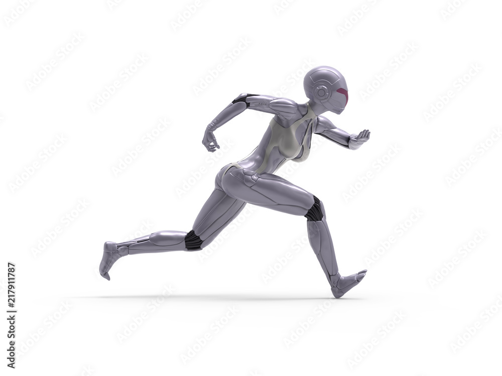 Robotic Cyber Woman is running 3D Rendering Robotic Cyber Woman is running 3D Rendering