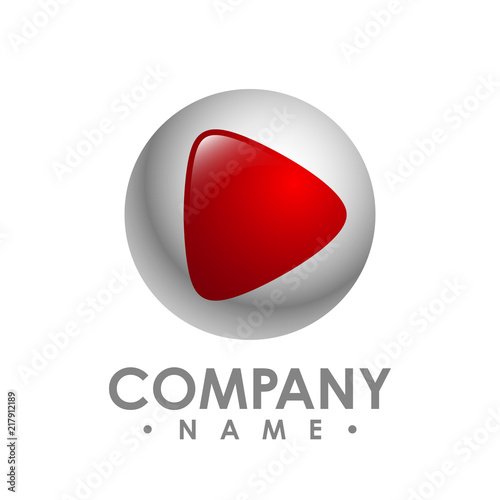 Creative abstract 3d media play button vector logo design template element