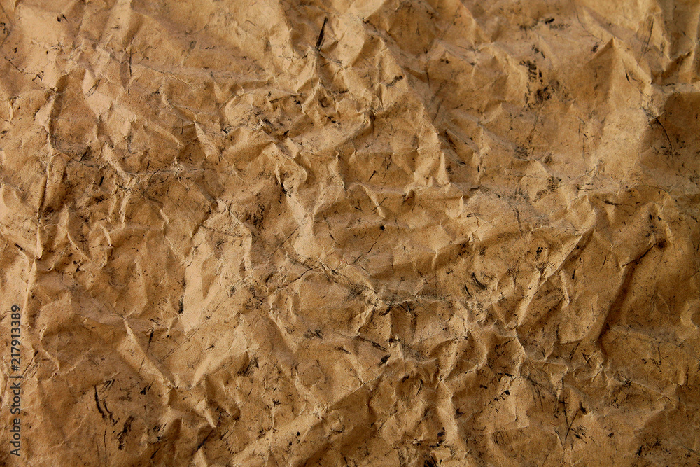 Kraft paper is brown and crumpled texture.