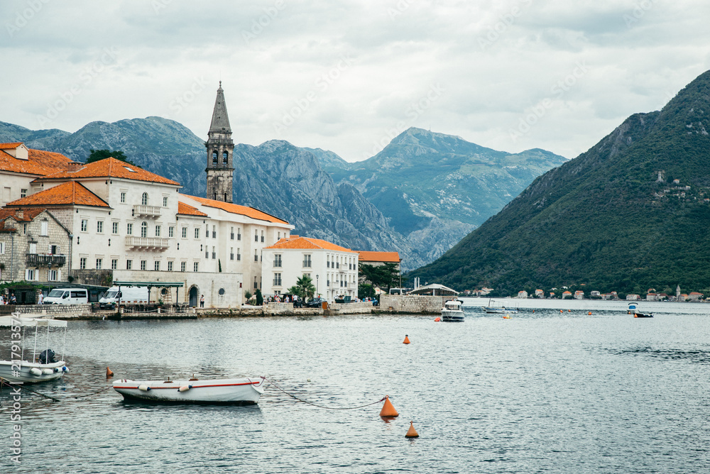 beautiful view of Perast town in Montenegro