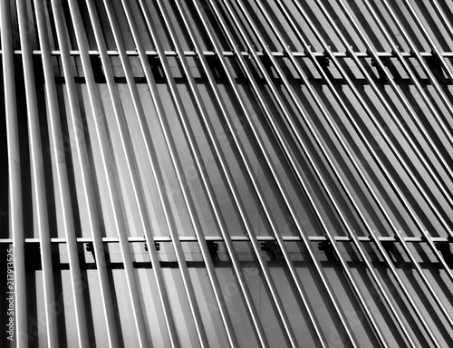 Abstract close-up view of modern silver ventilated on building