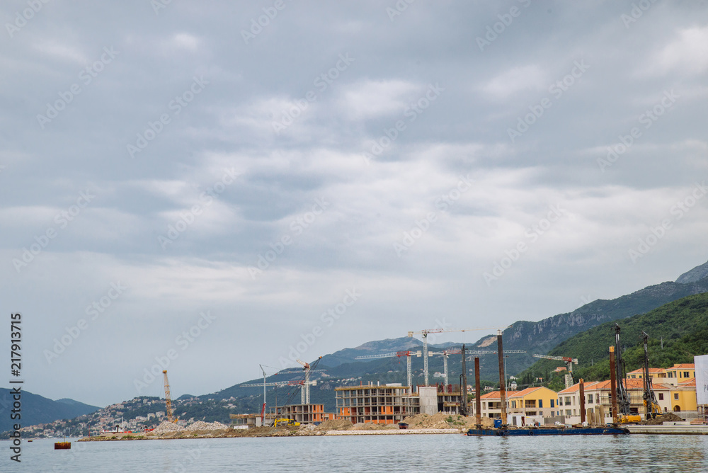 Fototapeta premium construction site of future resort at seaside