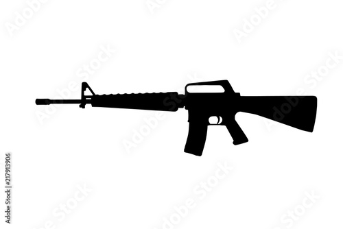 M16 military rifle. Silhouette photo