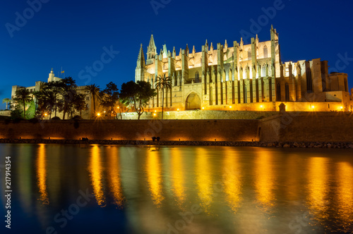 Cathedral of Santa Maria of Palma, Mallorca at night © S.R.Miller
