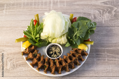 Cigköfte concept from Turkey for restaurant or cafe.