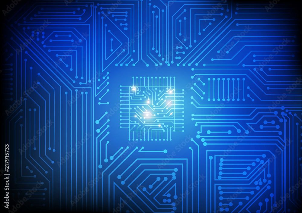Vector : Electronic circuit on blue background Vector : Electronic circuit on blue background