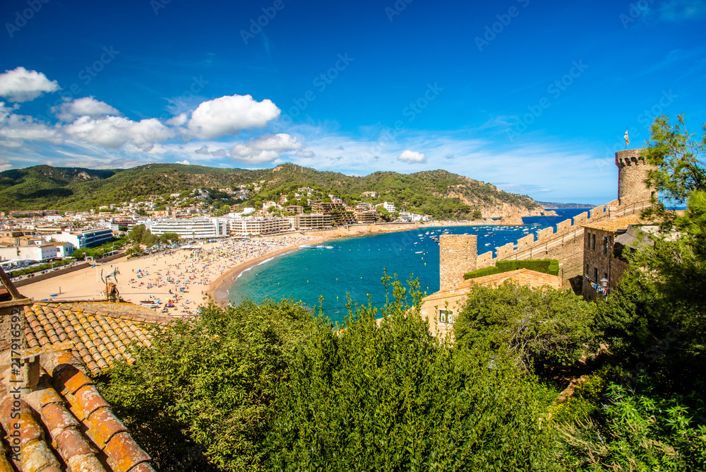 Overlooking the Bay of Tossa de Mar from the old fortress,Spain