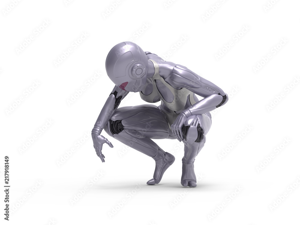 Robotic Cyber Woman is sad 3D Rendering Robotic Cyber Woman is sad 3D Rendering