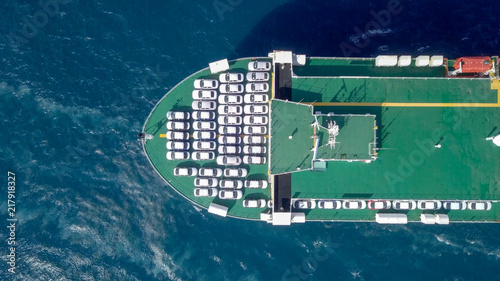 Bilde på lerret Aerial image of a Large RoRo (Roll on/off) Vehicle carrie vessel cruising the Me