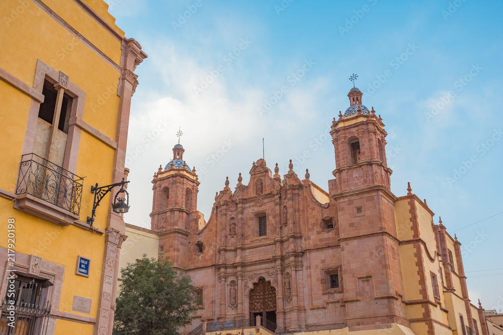 Beautiful and colorful church in Zacatecas city, Mexico