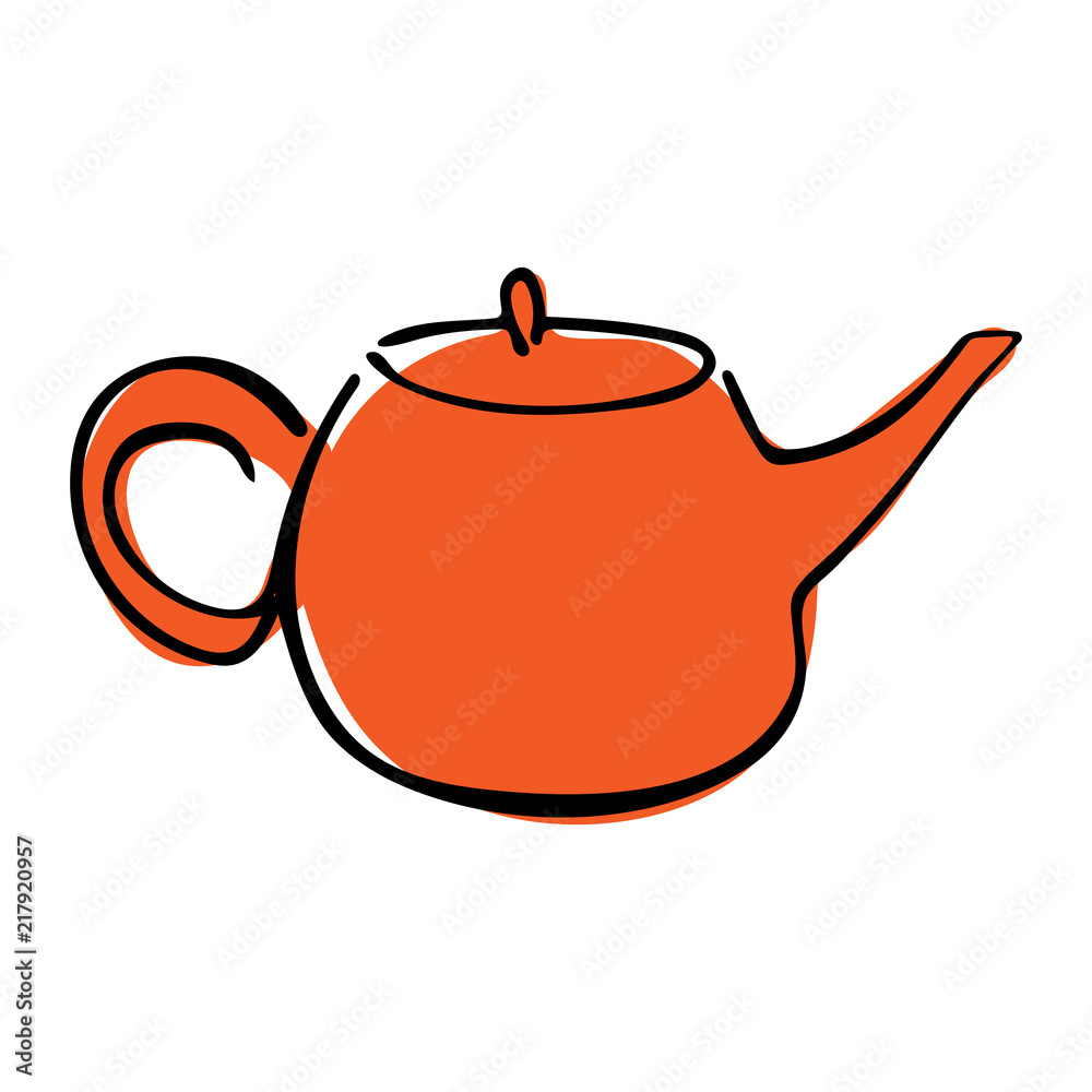 Tea pot simple line icon vector illustration on white background Tea pot simple line icon vector illustration on white background