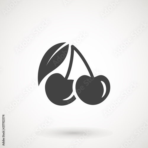 cherry icon, vector fruit illustration, fresh healthy sweet cherries pictogram isolated on white. logo illustration.