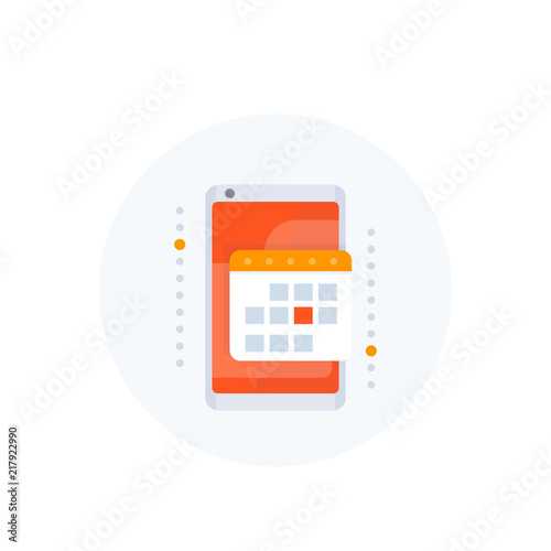 calendar, schedule app in smartphone, vector