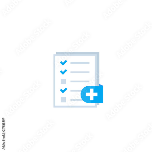 medical test, health record icon on white