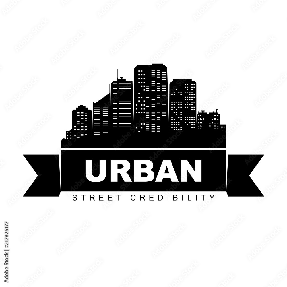 Urban logo template. City skyline silhouette. Vector Stock Vector