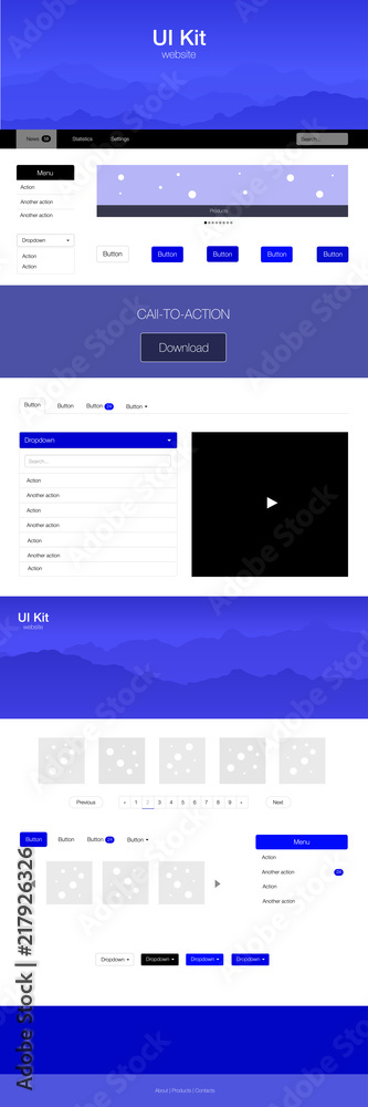 Light BLUE vector design ui kit with landscape. Light BLUE vector design ui kit with landscape.