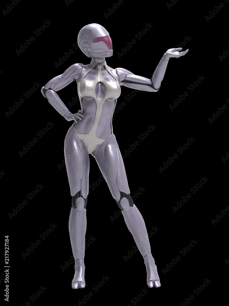 Robotic Cyber Woman is presenting 3D Rendering