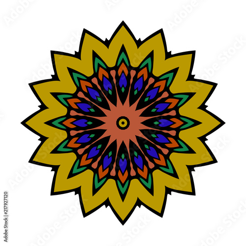 Mandala Round Colorful Zentangle Ornament Pattern Vector Illustration