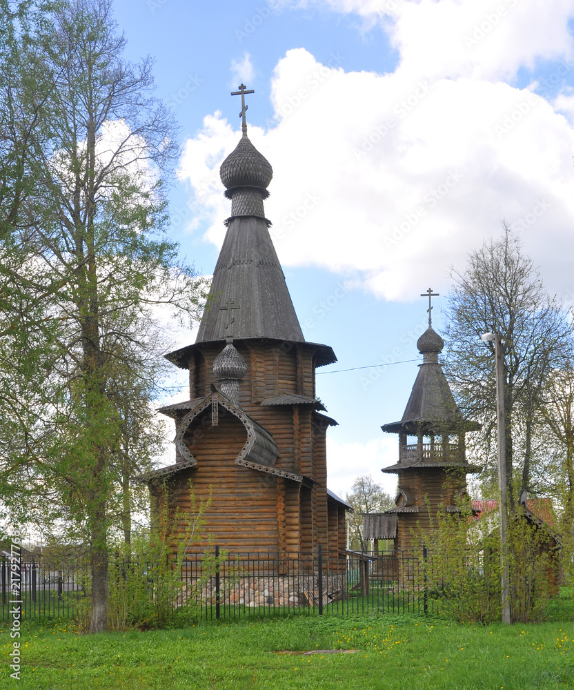 The wooden church of Basil the Great in the village of Zvenchatka. Belarus