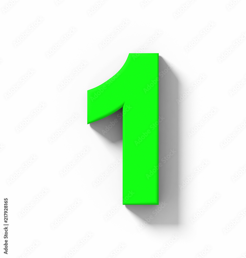 number 1 3D green isolated on white with shadow - orthogonal projection number 1 3D green isolated on white with shadow - orthogonal projection