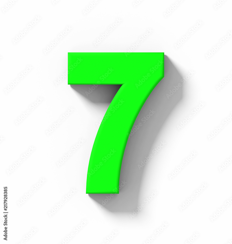 number 7 3D green isolated on white with shadow - orthogonal projection number 7 3D green isolated on white with shadow - orthogonal projection
