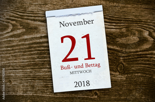 Abreißkalender Kalender mit Buß- und Bettag 2018