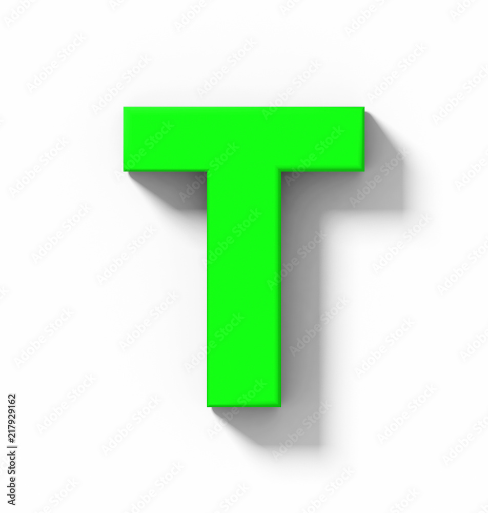 letter T 3D green isolated on white with shadow - orthogonal projection letter T 3D green isolated on white with shadow - orthogonal projection