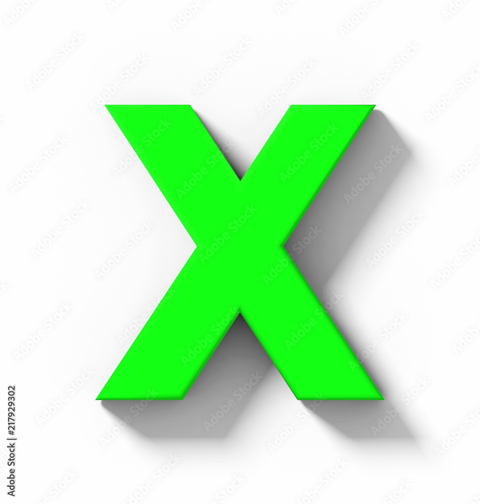 letter X 3D green isolated on white with shadow - orthogonal projection letter X 3D green isolated on white with shadow - orthogonal projection