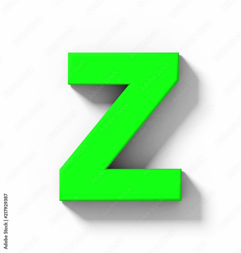 letter Z 3D green isolated on white with shadow - orthogonal projection letter Z 3D green isolated on white with shadow - orthogonal projection