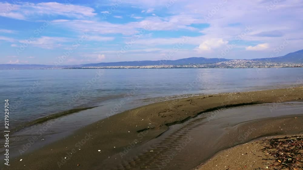 View of the sea beach after the rain, Greece, Perea View of the sea beach after the rain, Greece, Perea