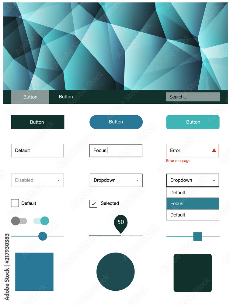 Light BLUE vector Material Design Kit with lines.
