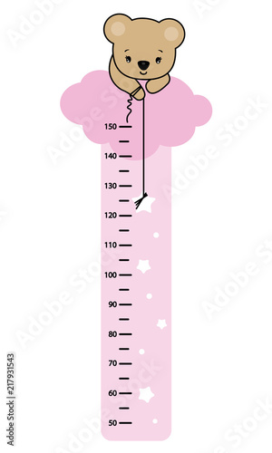 child wall meter. Bear in a cloud catching a star