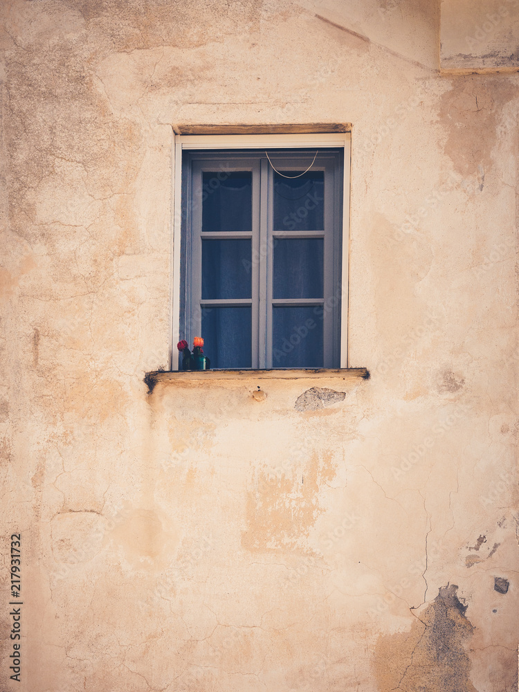 Mediterranes Fenster mit Blume