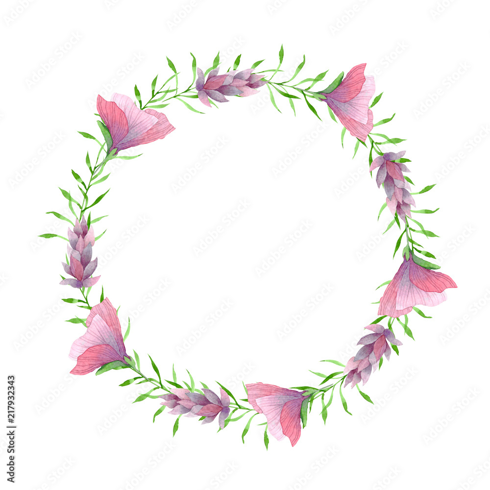 Watercolor floral wreath with exotic leaves and flowers. Perfect for for wedding stationary, greetings, wallpapers, fashion, backgrounds, textures, DIY, wrappers, cards