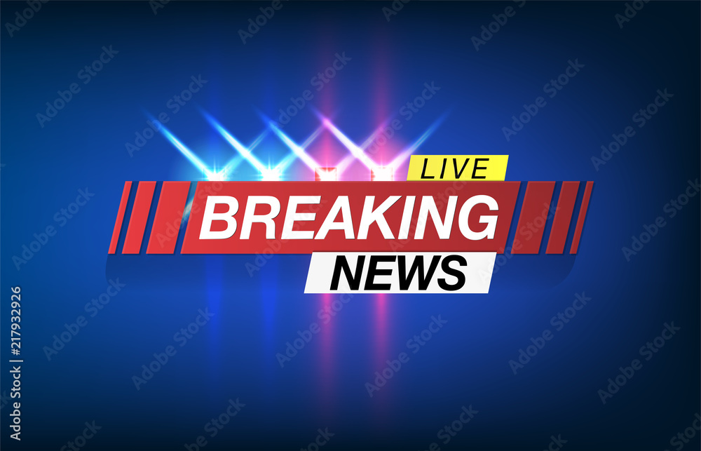 Banner breaking news, important news, headline in the form of flashing lights police. Vector image.