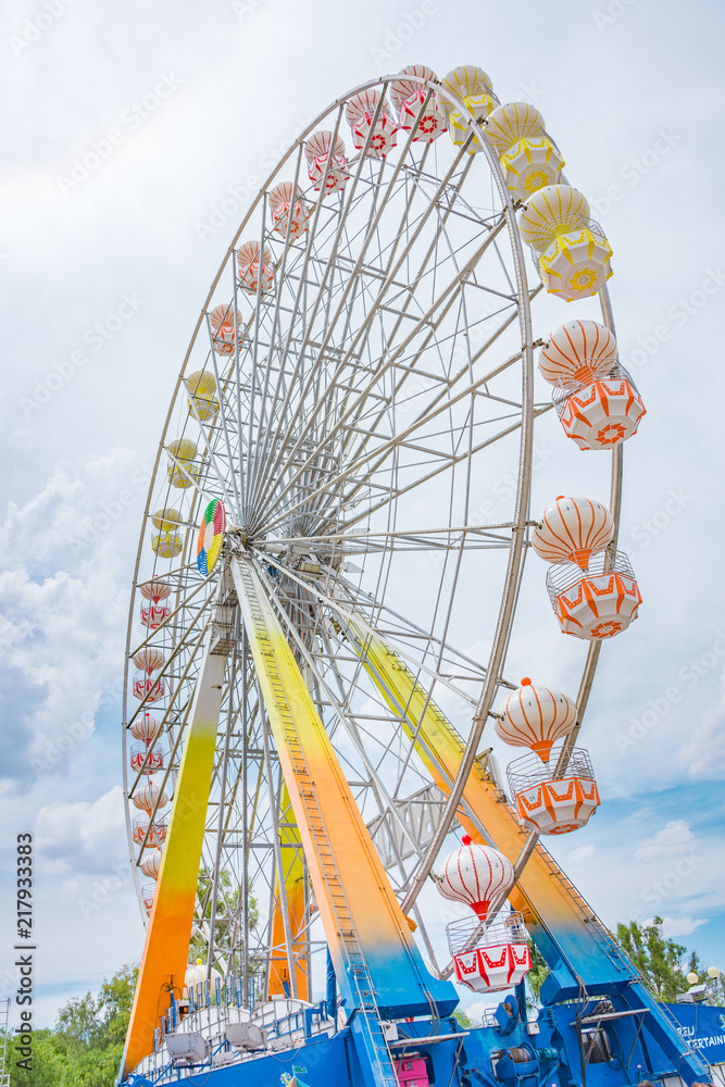 Fototapeta premium Funny fortune wheel at San Marcos National Fair in Aguascalientes, México