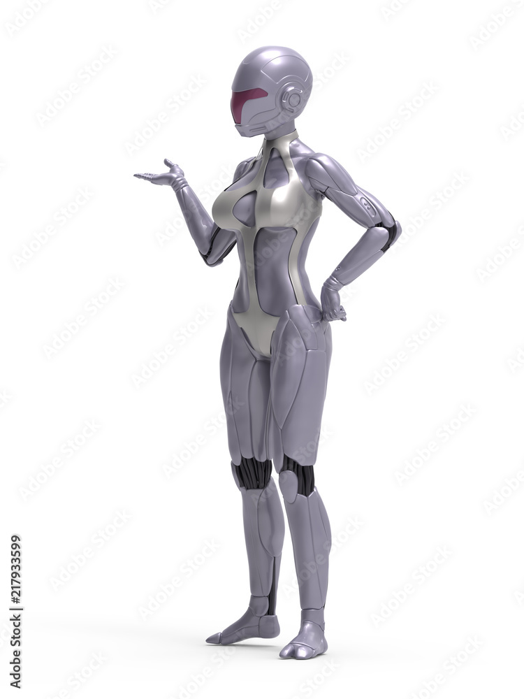 Robotic Cyber Woman is presenting 3D Rendering Robotic Cyber Woman is presenting 3D Rendering