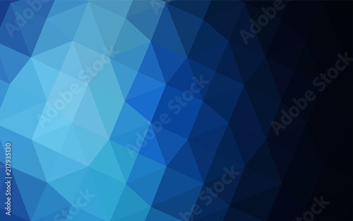 Dark BLUE vector shining triangular backdrop.