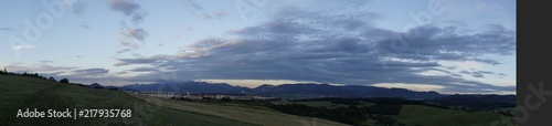 Sunrise and sunset over the hills and town. Slovakia