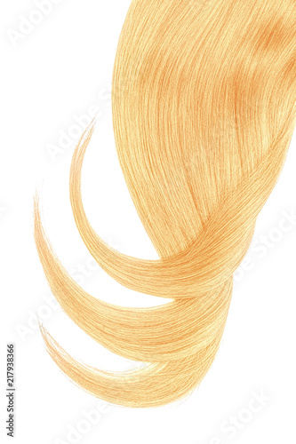 Blond hair on white background