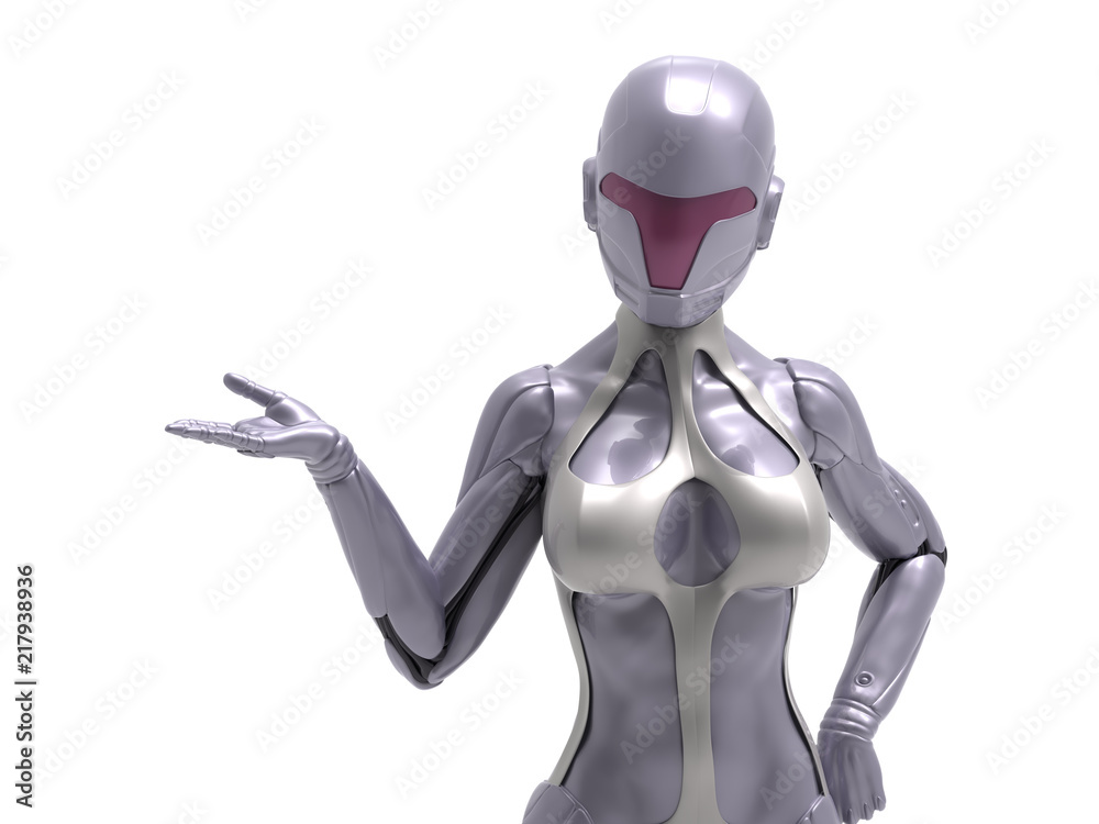 Robotic Cyber Woman is presenting 3D Rendering Robotic Cyber Woman is presenting 3D Rendering