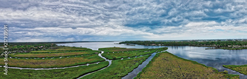Aerial Panorama of Florida marsh land